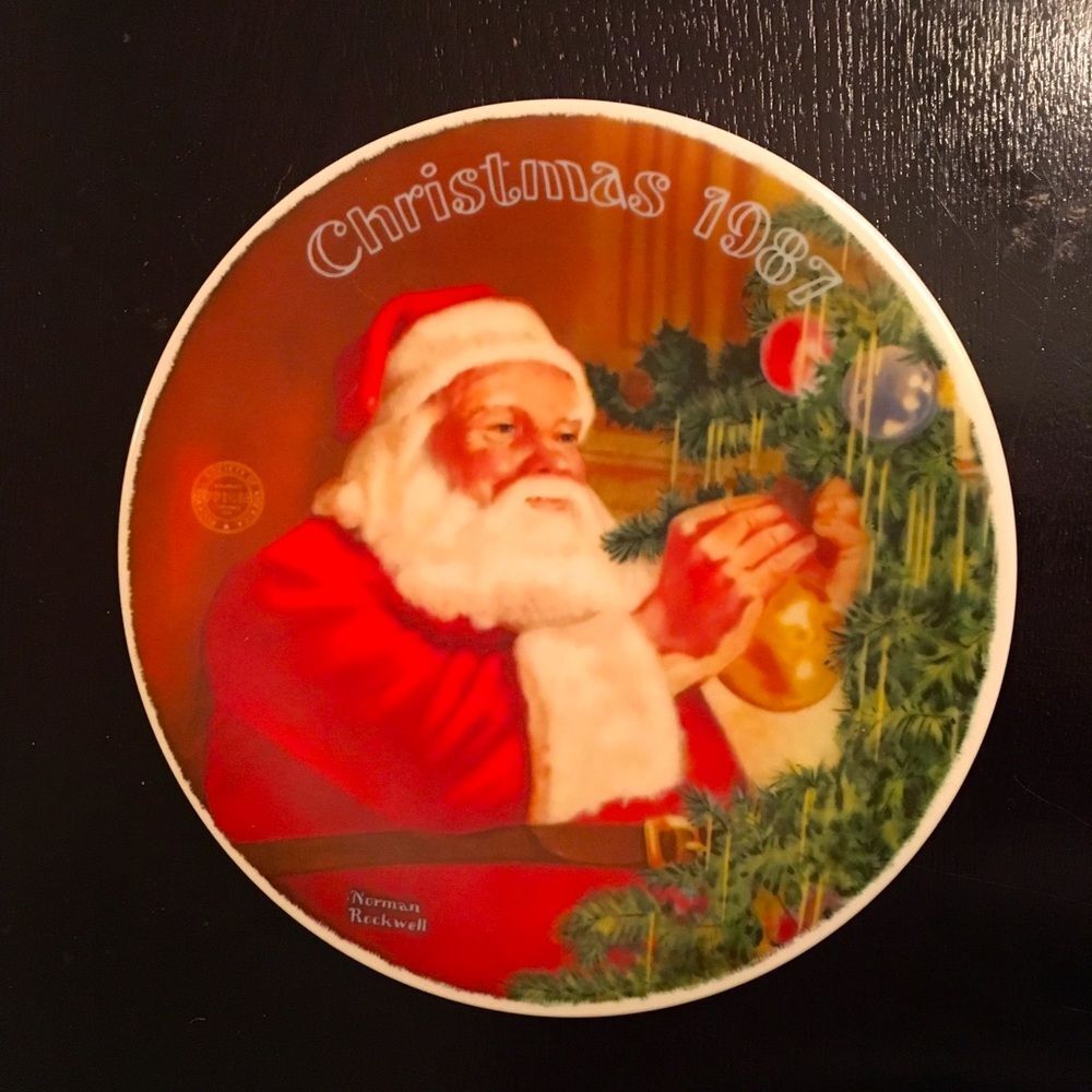 Santa’s Golden Gift Plate by Norman Rockwell 1987